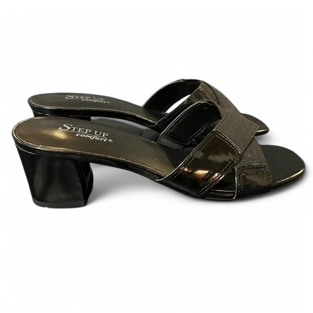 Vintage Women’s y2K Black Slip on Blocked Heel Comfort Sandal Size:9 - Picture 4 of 7